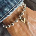 Mixed Metal Heart Charm Bracelet 