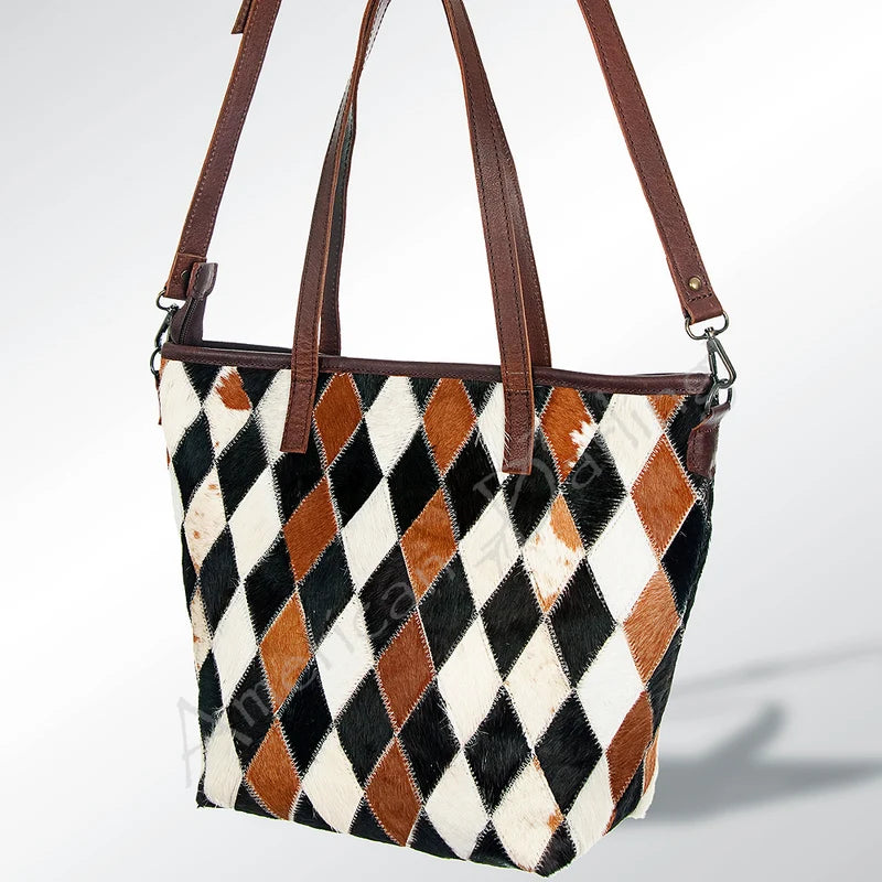 American Darling Handcrafted Hair-On Cowhide Western Leather Tote Bag