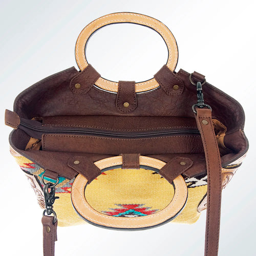 American Darling Aztec Saddle Blanket & Hand Tooled Leather Tote Bag