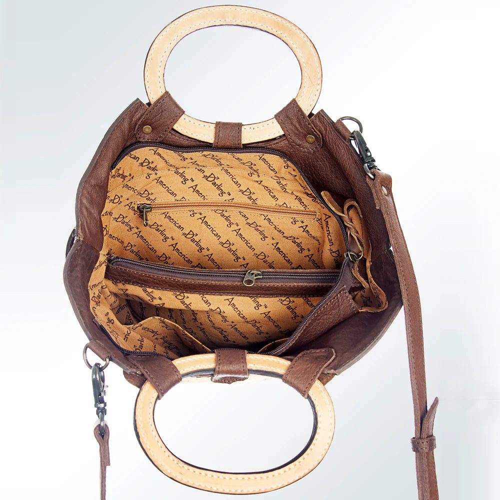 American Darling Aztec Saddle Blanket & Hand Tooled Leather Tote Bag