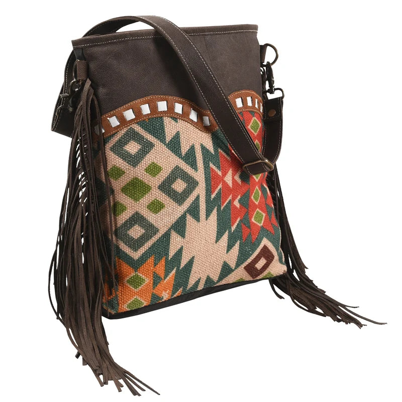 Large Crossbody Upcycled Canvas Ladies Bag