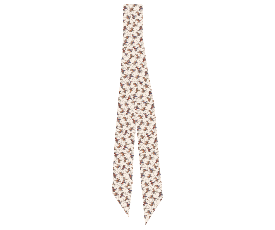Silk Twilly Scarf w/ Bucking Cowgirls & Rope Pattern