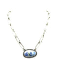 Western Oval Texas Bluebonnet Pendant Necklace