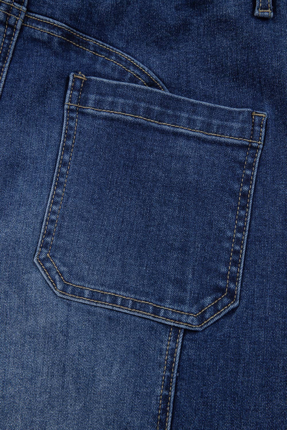 Drawstring Seam Detail Raw Hem Wide Leg Denim Pants
