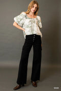 Two Tone Toile Print Top