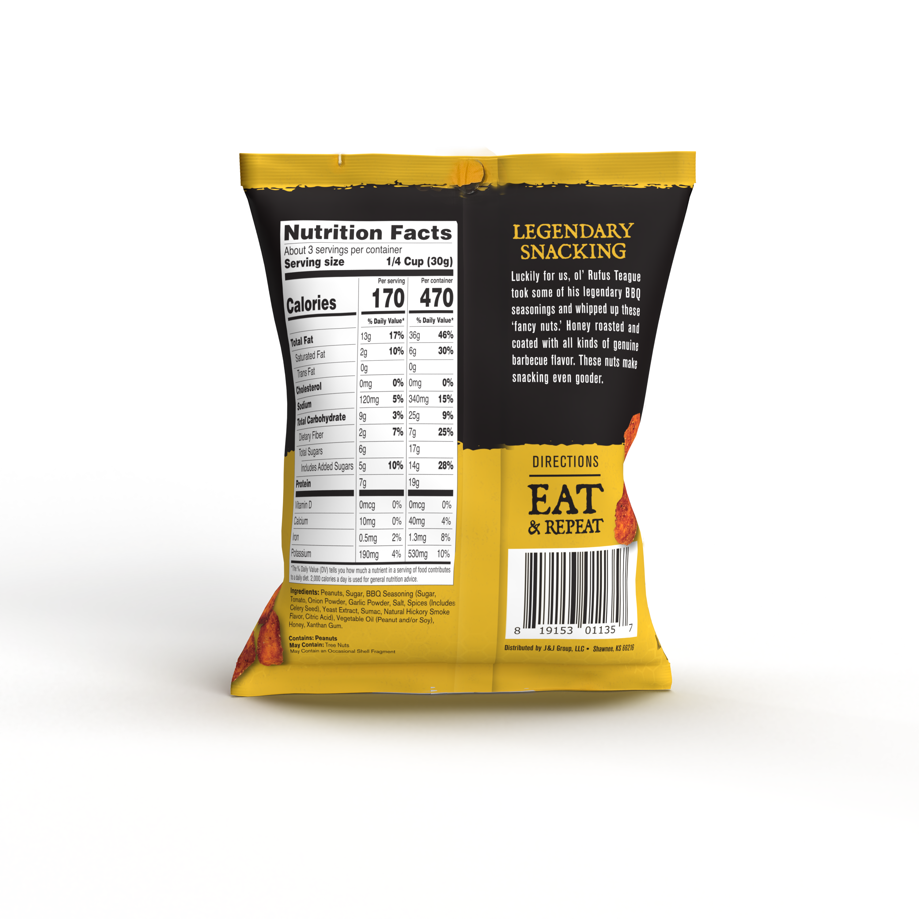 BBQ Honey Roasted Peanuts - 3oz Packets