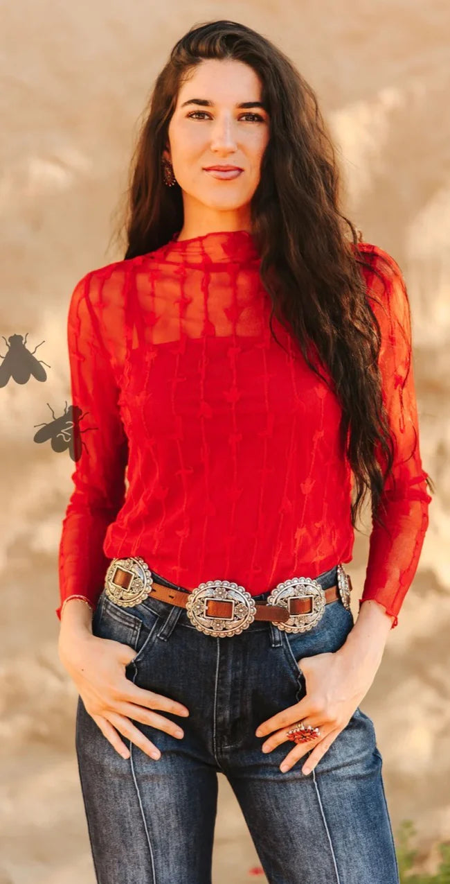 Lariat Lace Mesh Top w/Tank