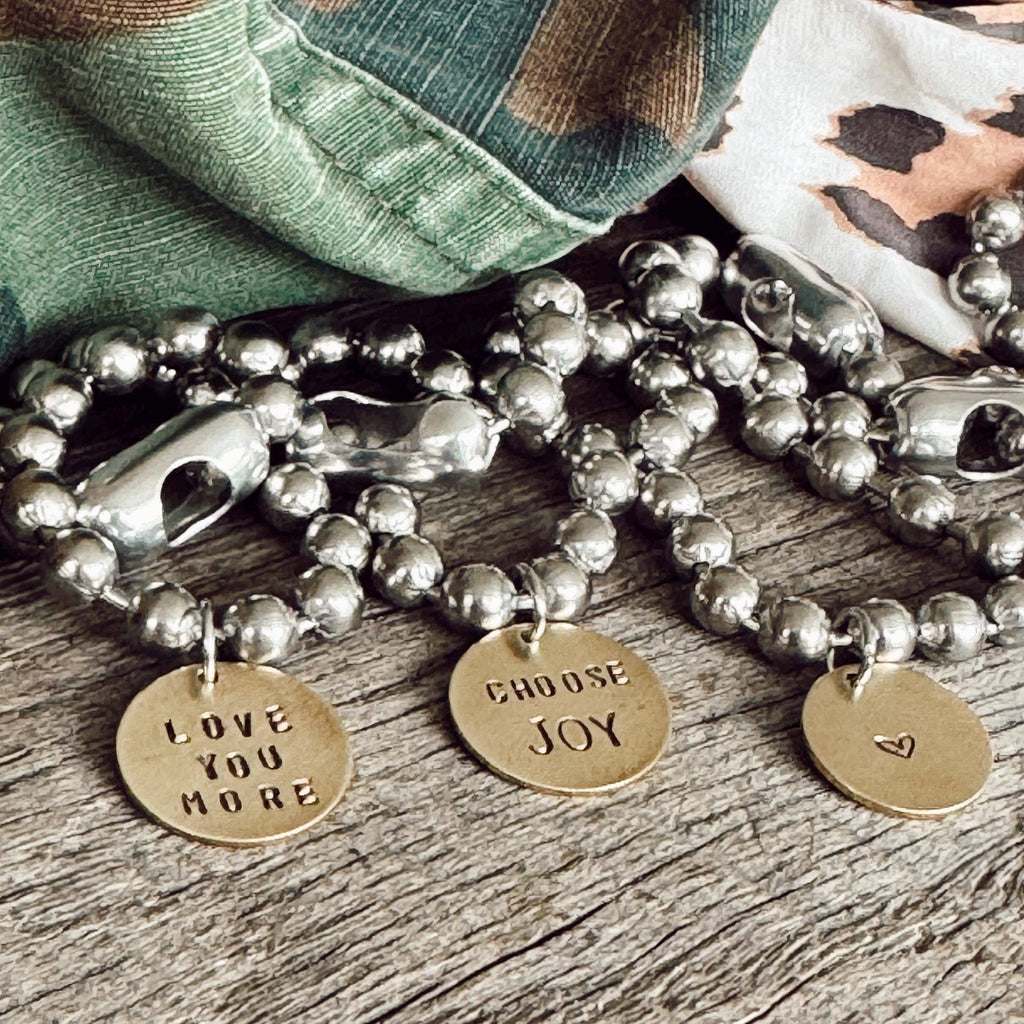 Stainless Steel & Brass Coin Tag Bracelets