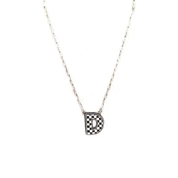Checkered Initial Necklace