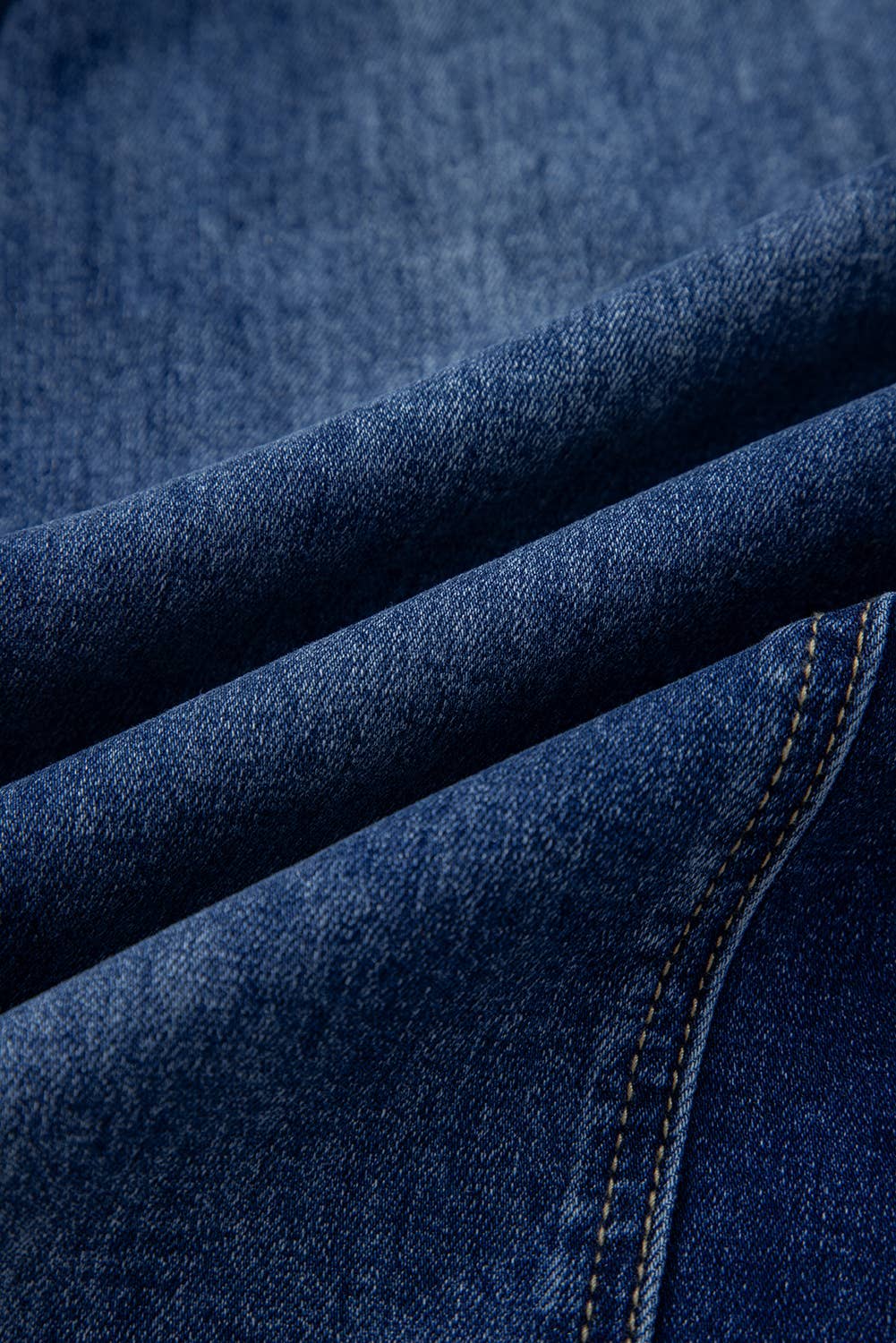 Drawstring Seam Detail Raw Hem Wide Leg Denim Pants