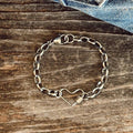 Stainless Steel Chain Bracelet with a Heart Carabiner Center Charm