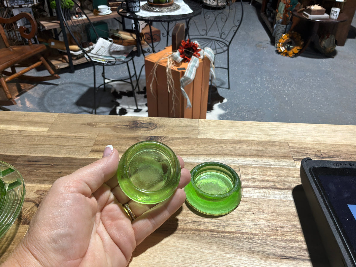 Vintage Green uranium furniture coasters