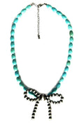 Western Turquoise Bead Ribbon Necklace