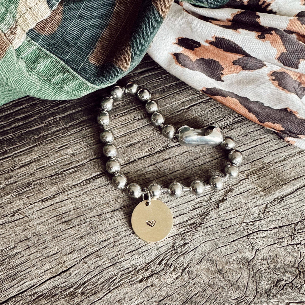Stainless Steel & Brass Coin Tag Bracelets