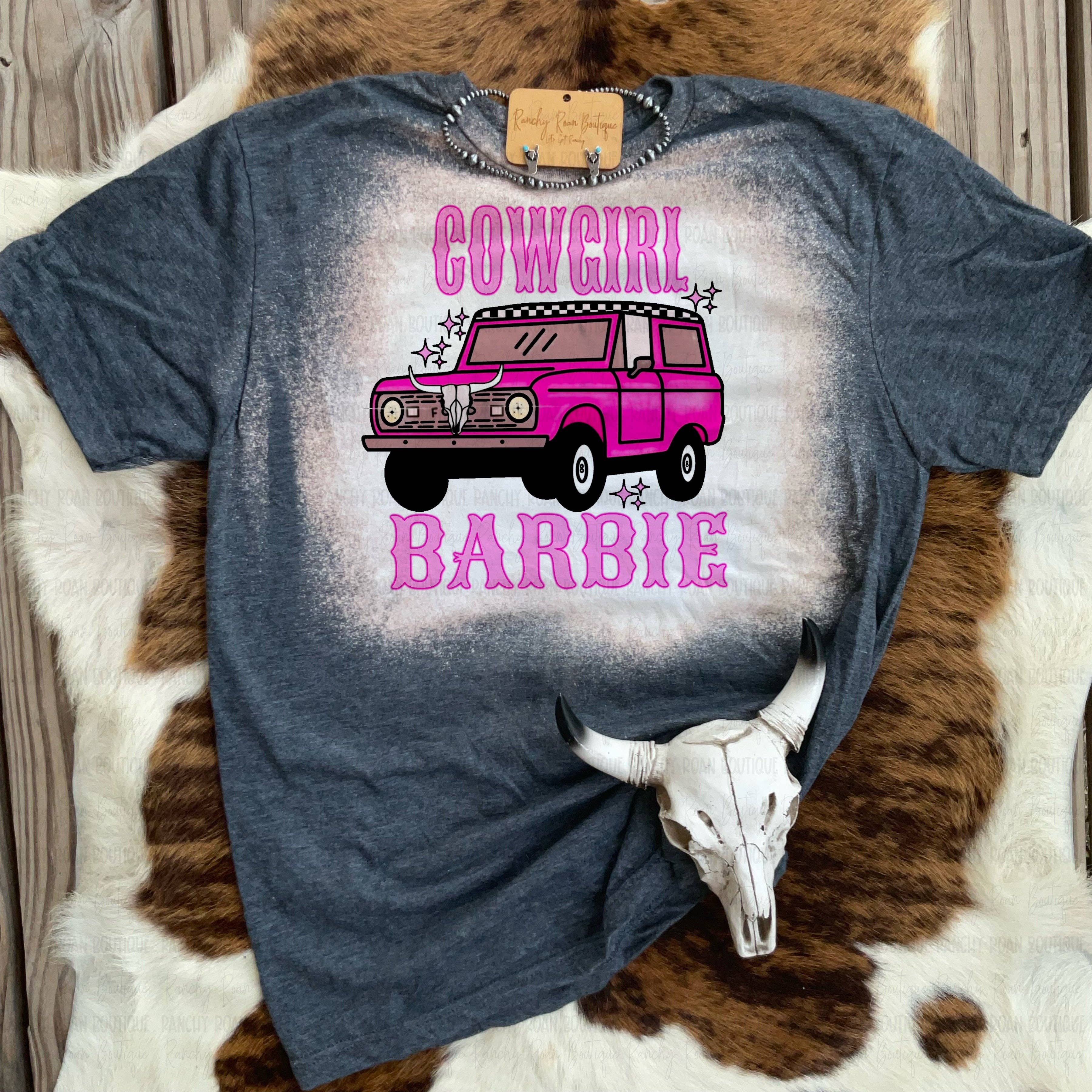 Cowgirl Bronco Graphic Tee Western Bleached T-Shirt