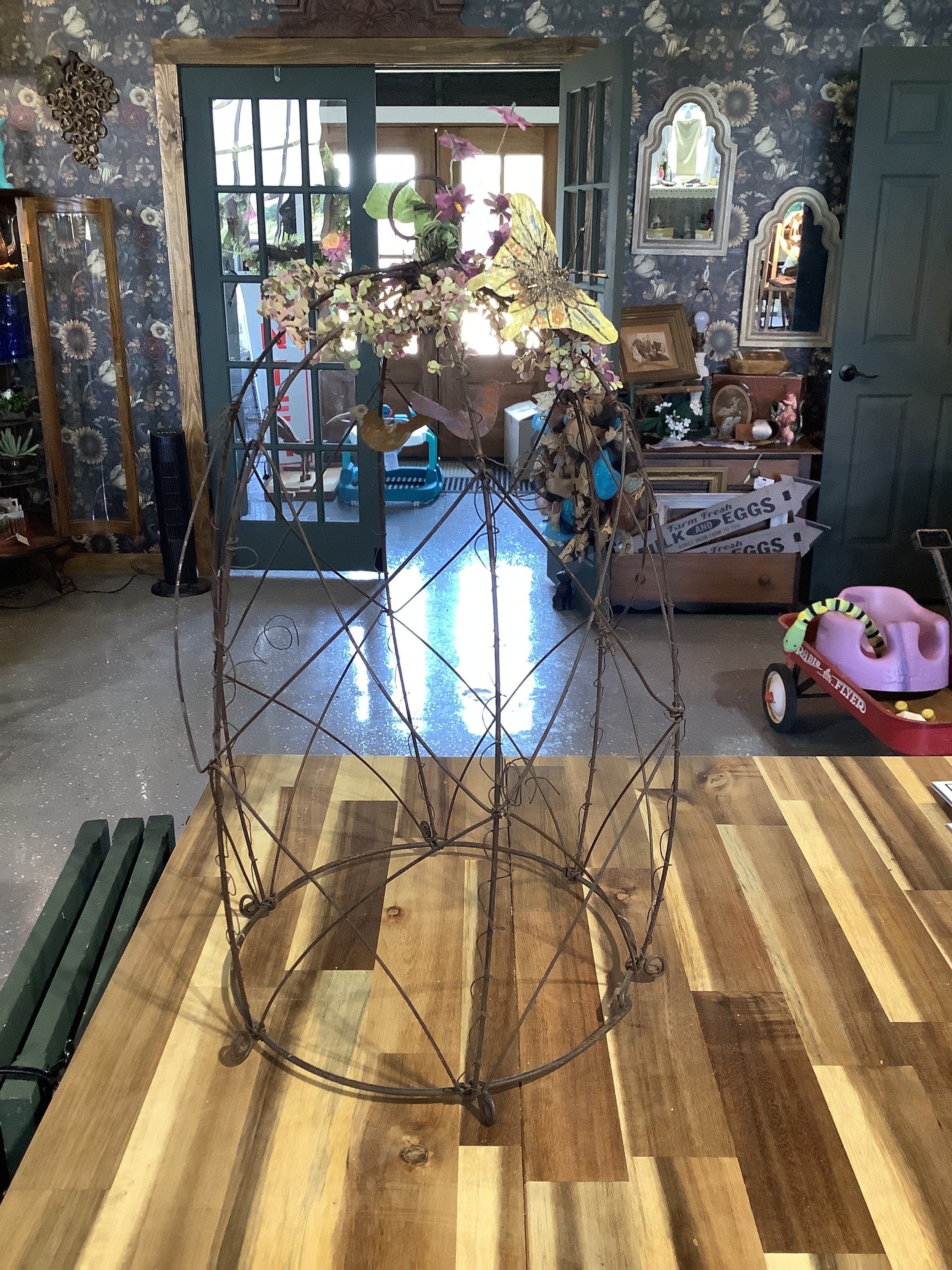 Wire Birdhouse Cloche