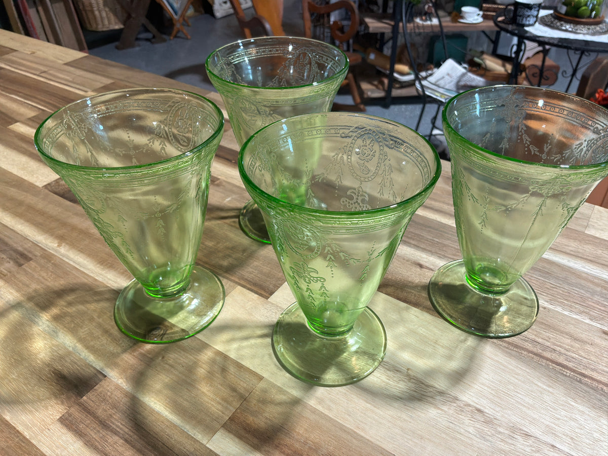 Vintage green Rose Cameo Footed Tumbler