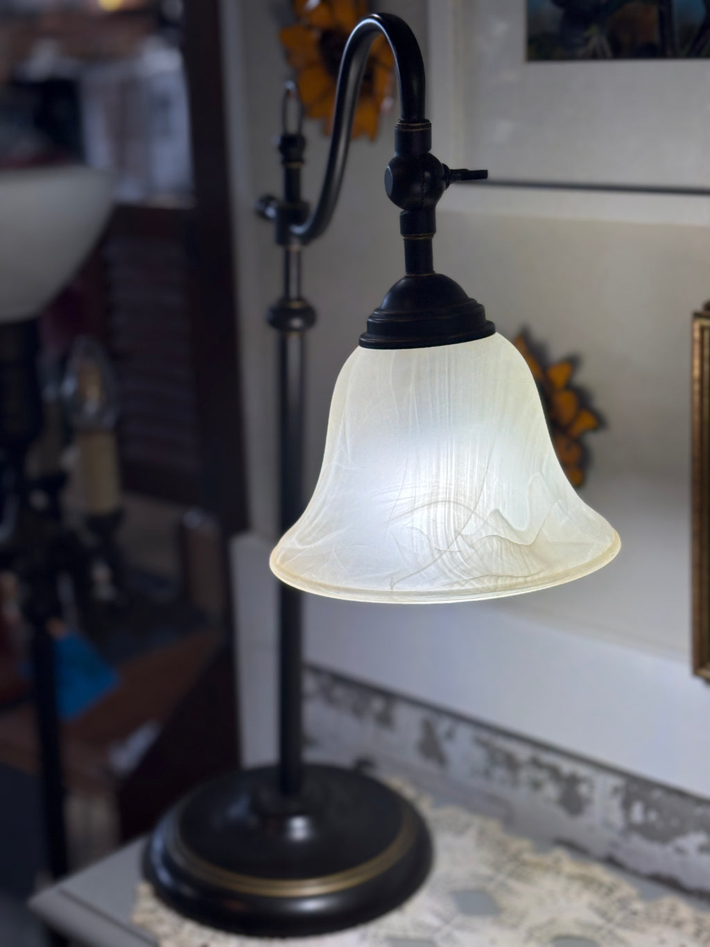 Black Metal Swing Arm Desk Lamp
