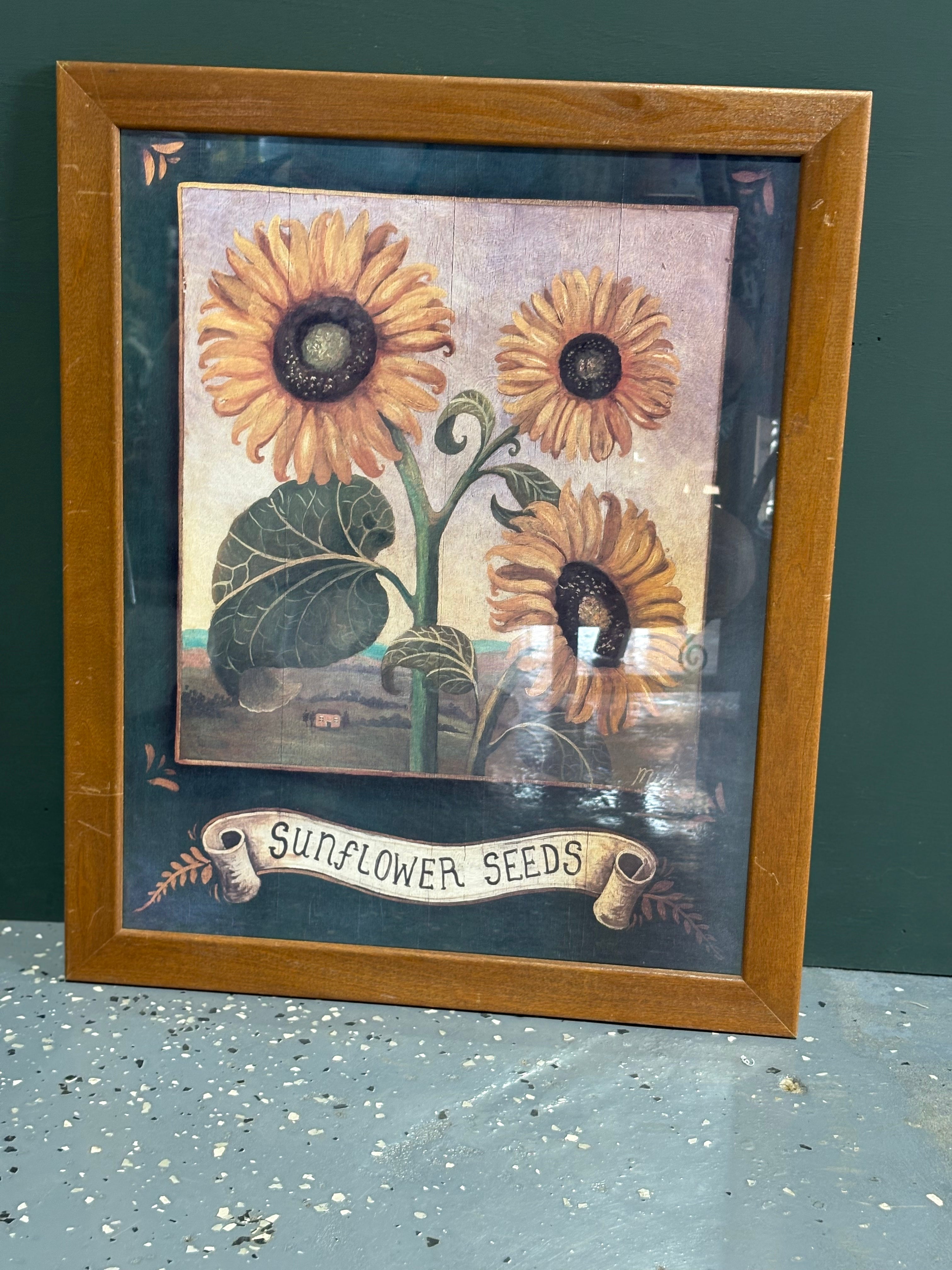 Sunflower Seeds Print Framed