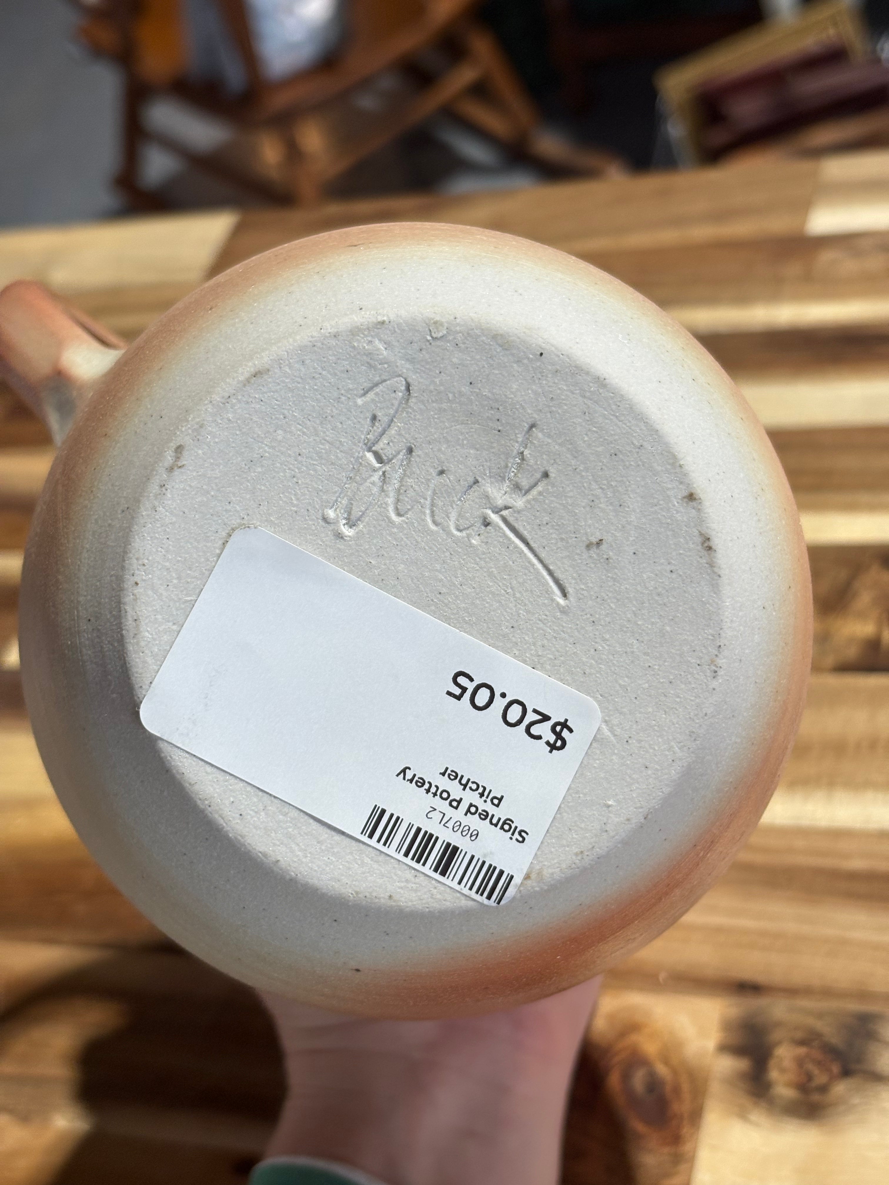 Signed Pottery Pitcher