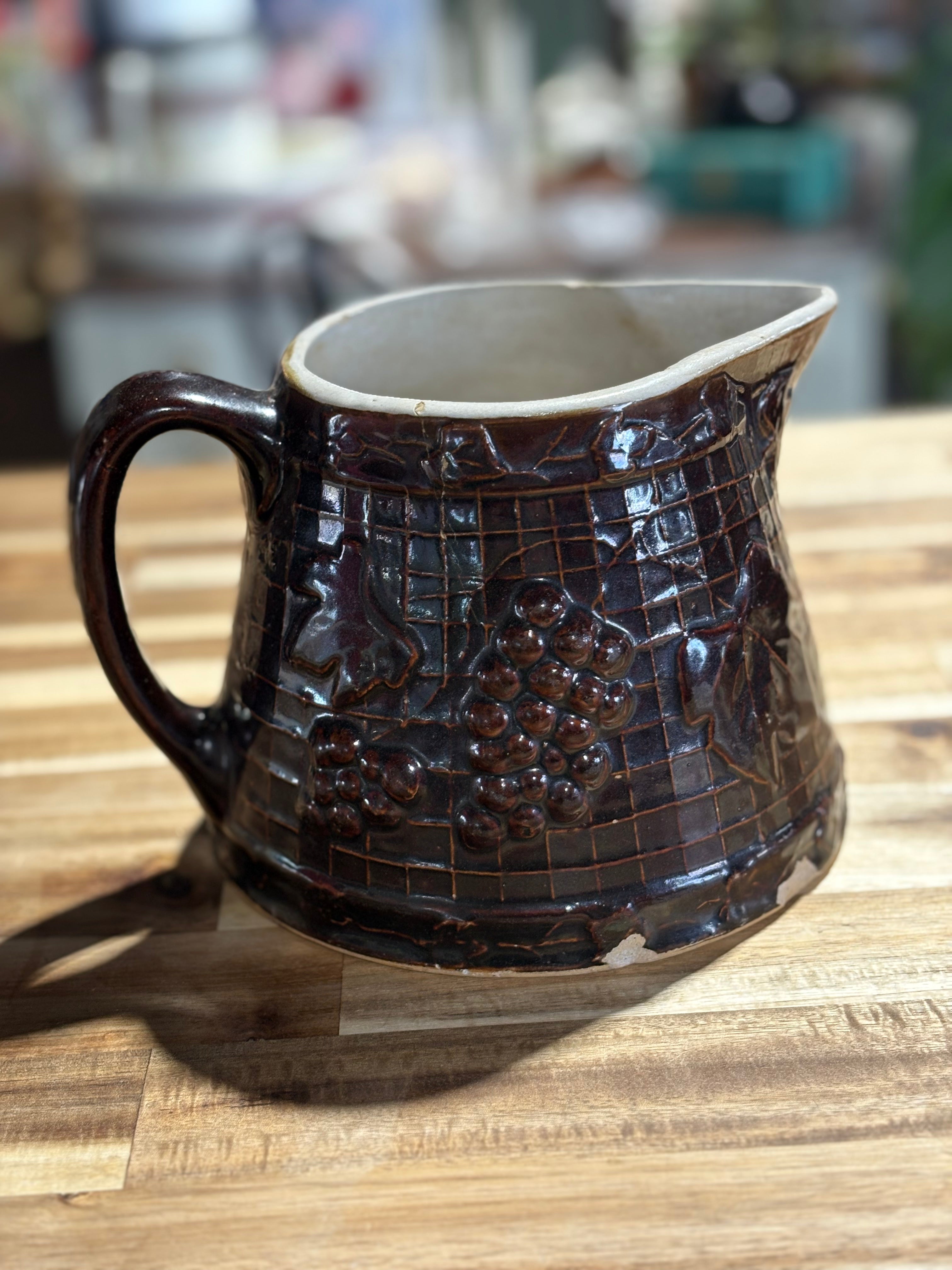 Vintage UHL Grape Leaves Pitcher