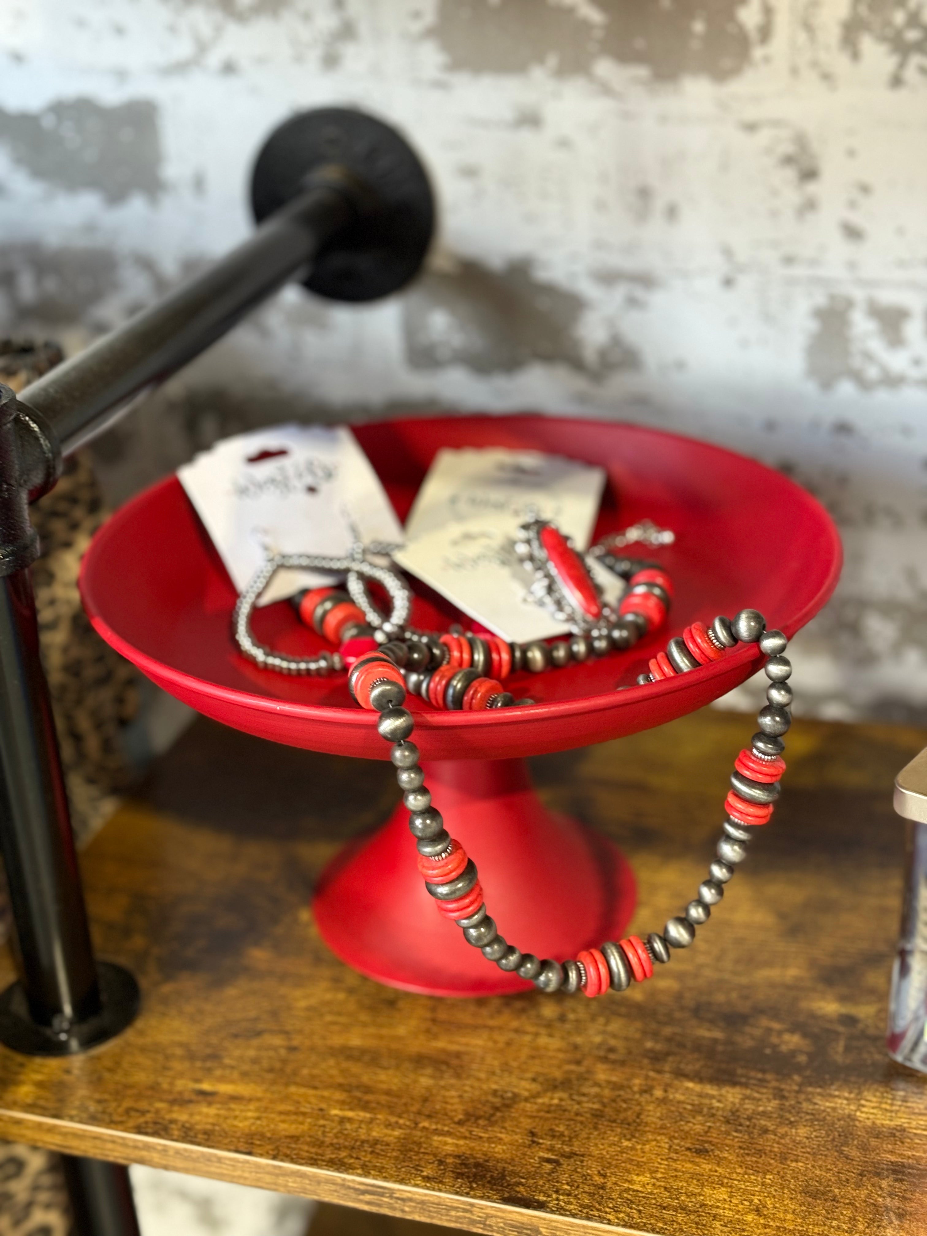 Metal Red Cake Stand