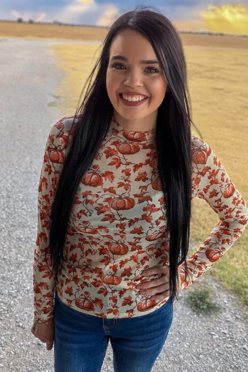 Pumpkins & Petal Mesh Shirt