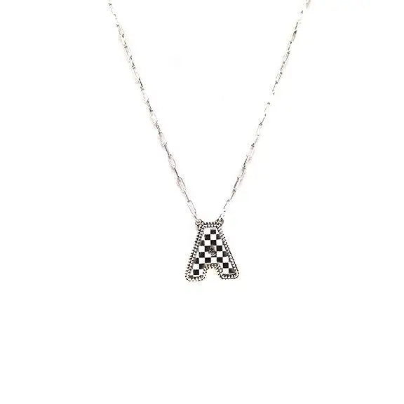 Checkered Initial Necklace