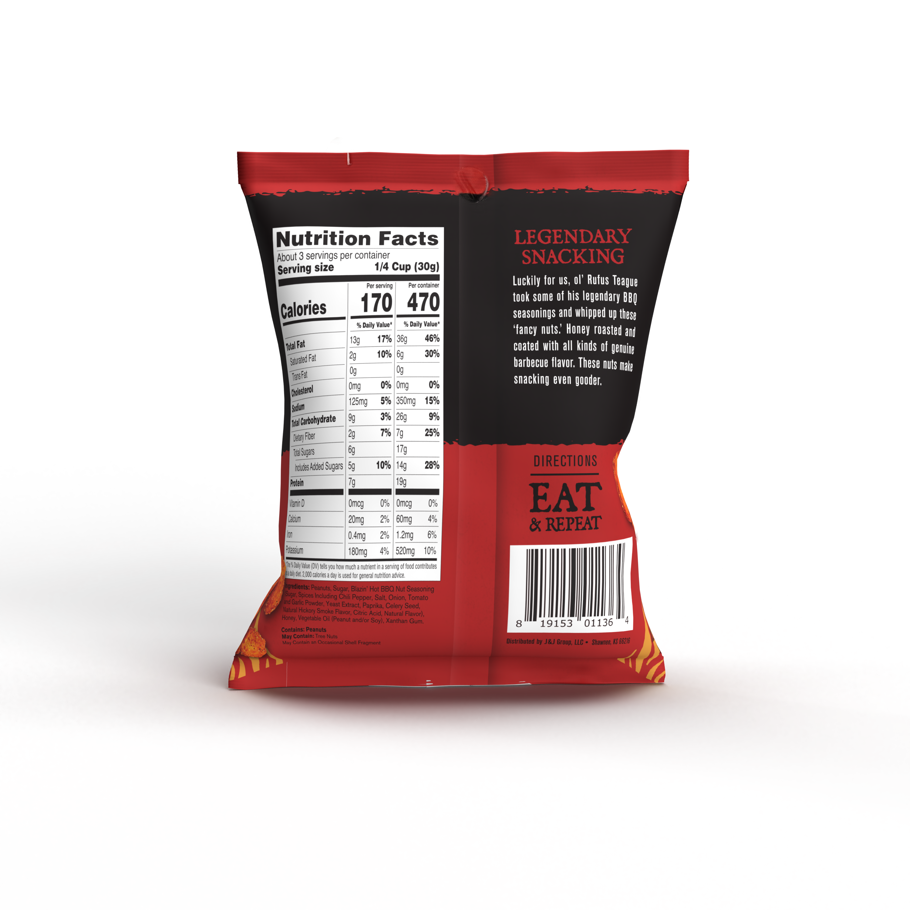 Hot BBQ Honey Roasted Peanuts - 3oz Packets