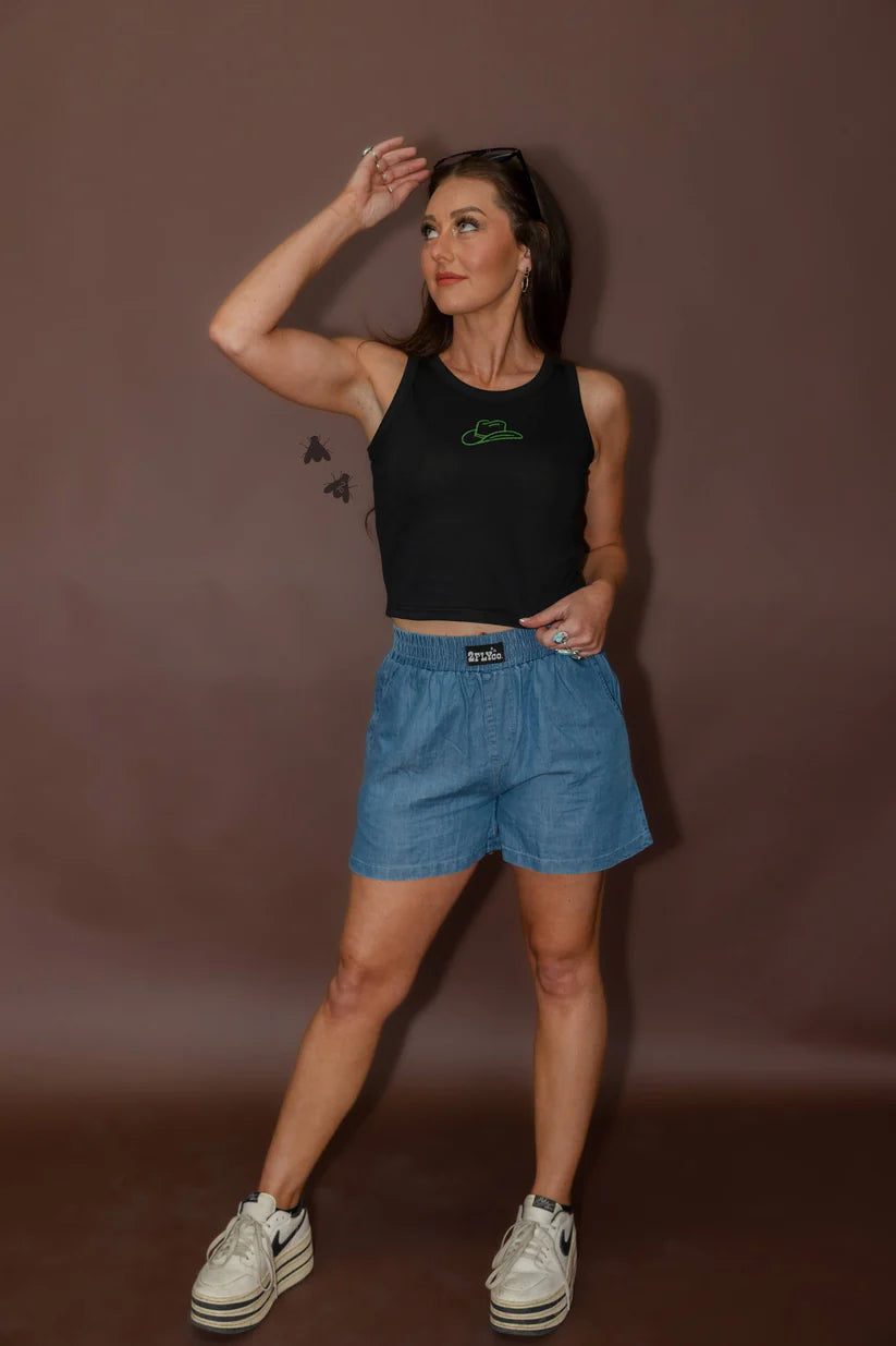 Denim Dally Boxer Style Shorts