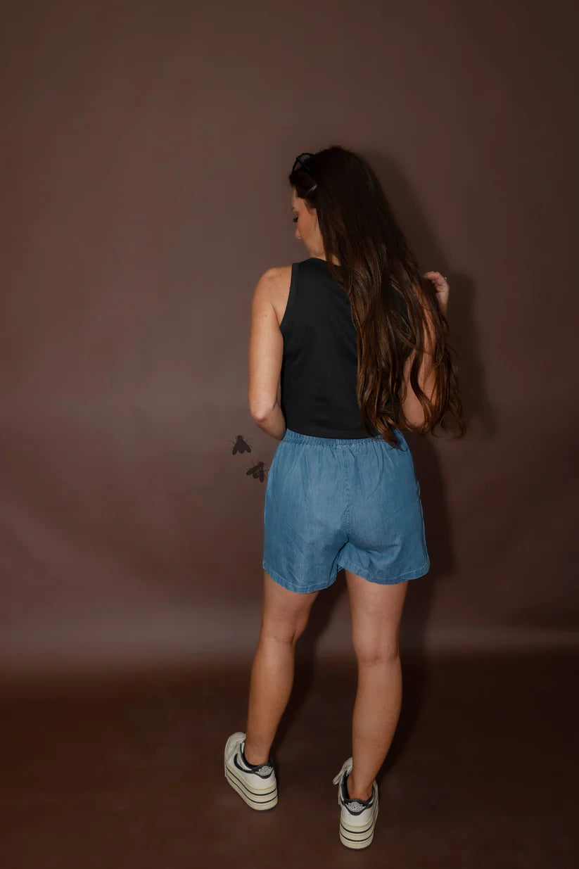 Denim Dally Boxer Style Shorts