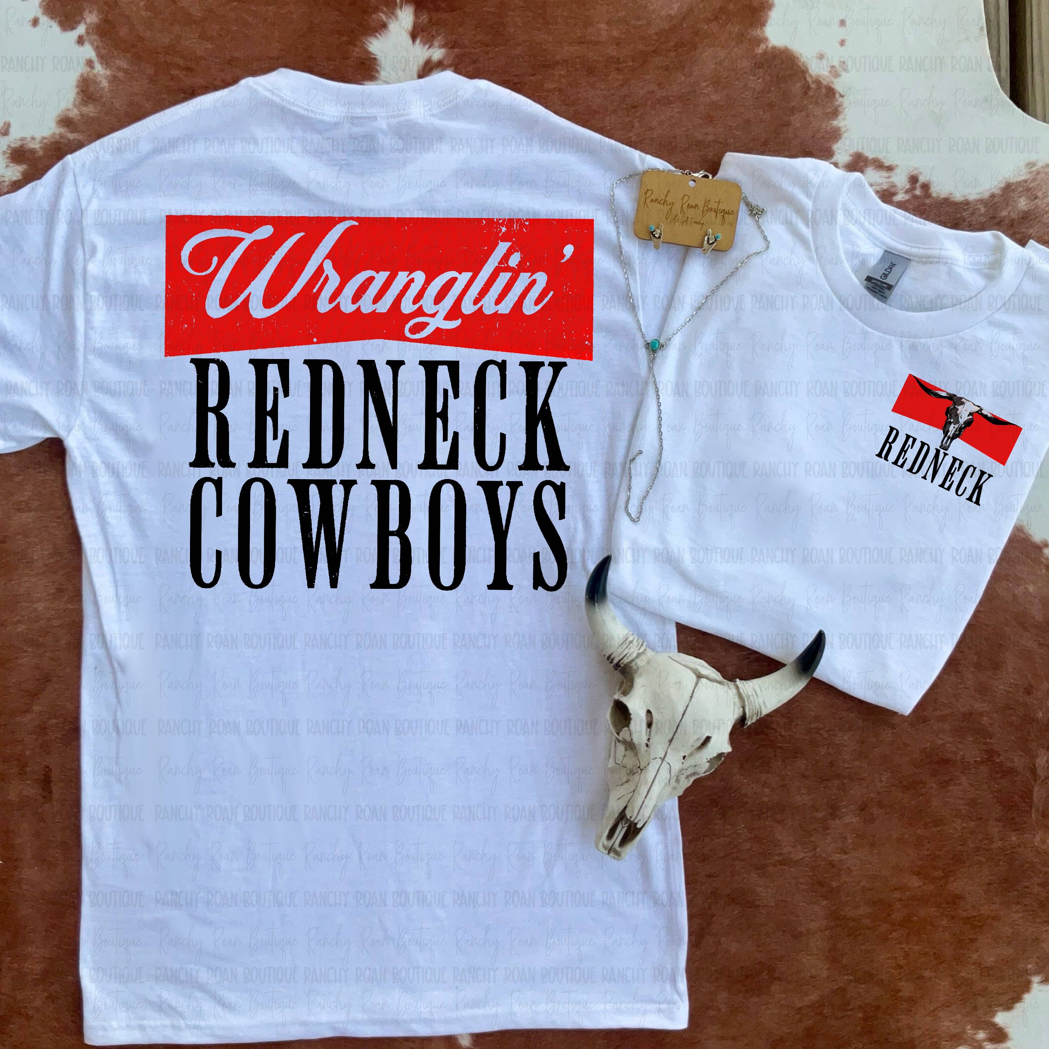 Wranglin’ Redneck Cowboys Tee – Western Country Graphic T-Shirt