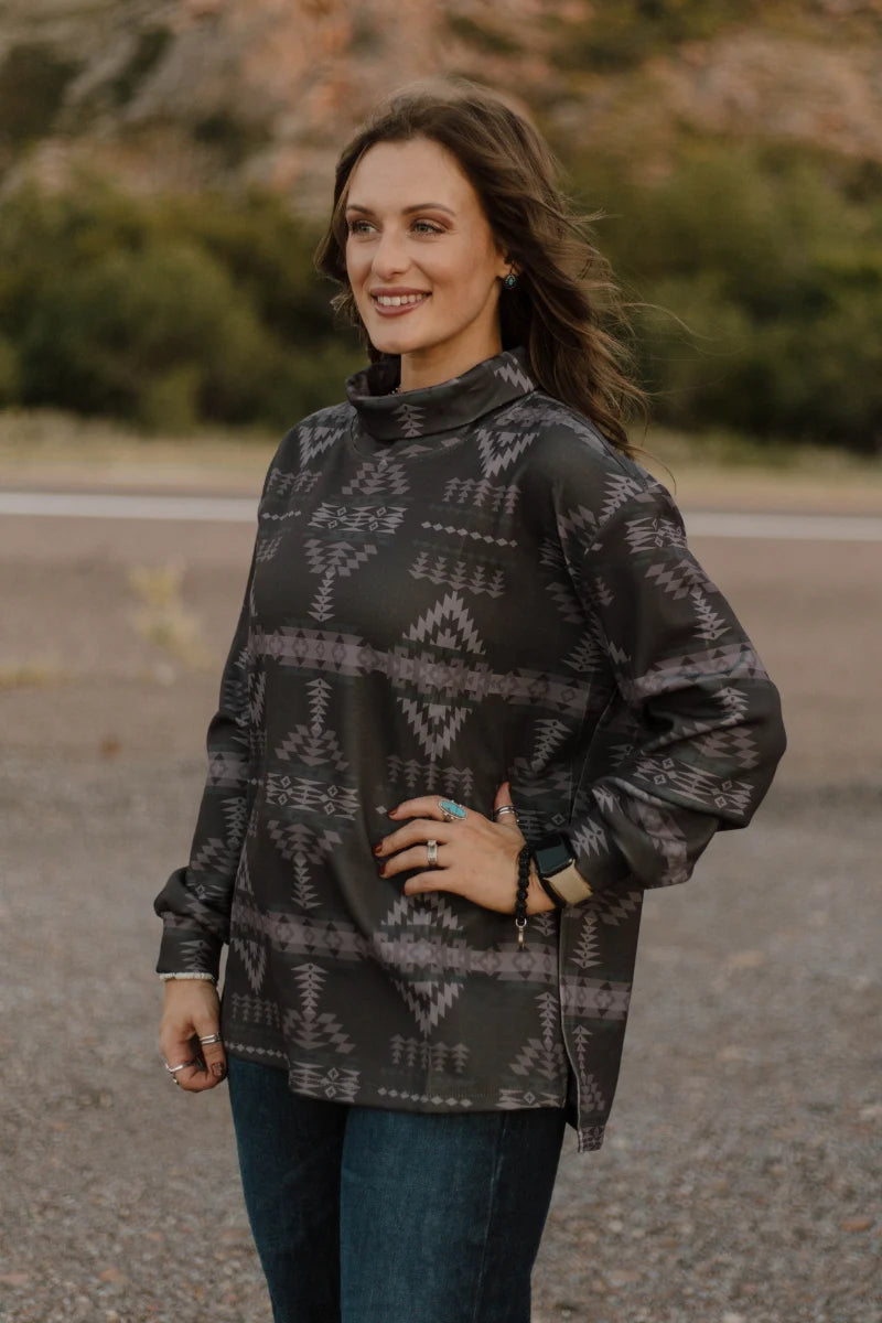 Berlin Aztec Mock Neck Sweater