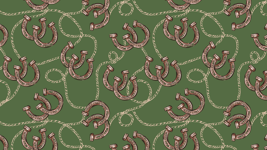 Green Silk Twilly Scarf w/ Horseshoes & Rope Details