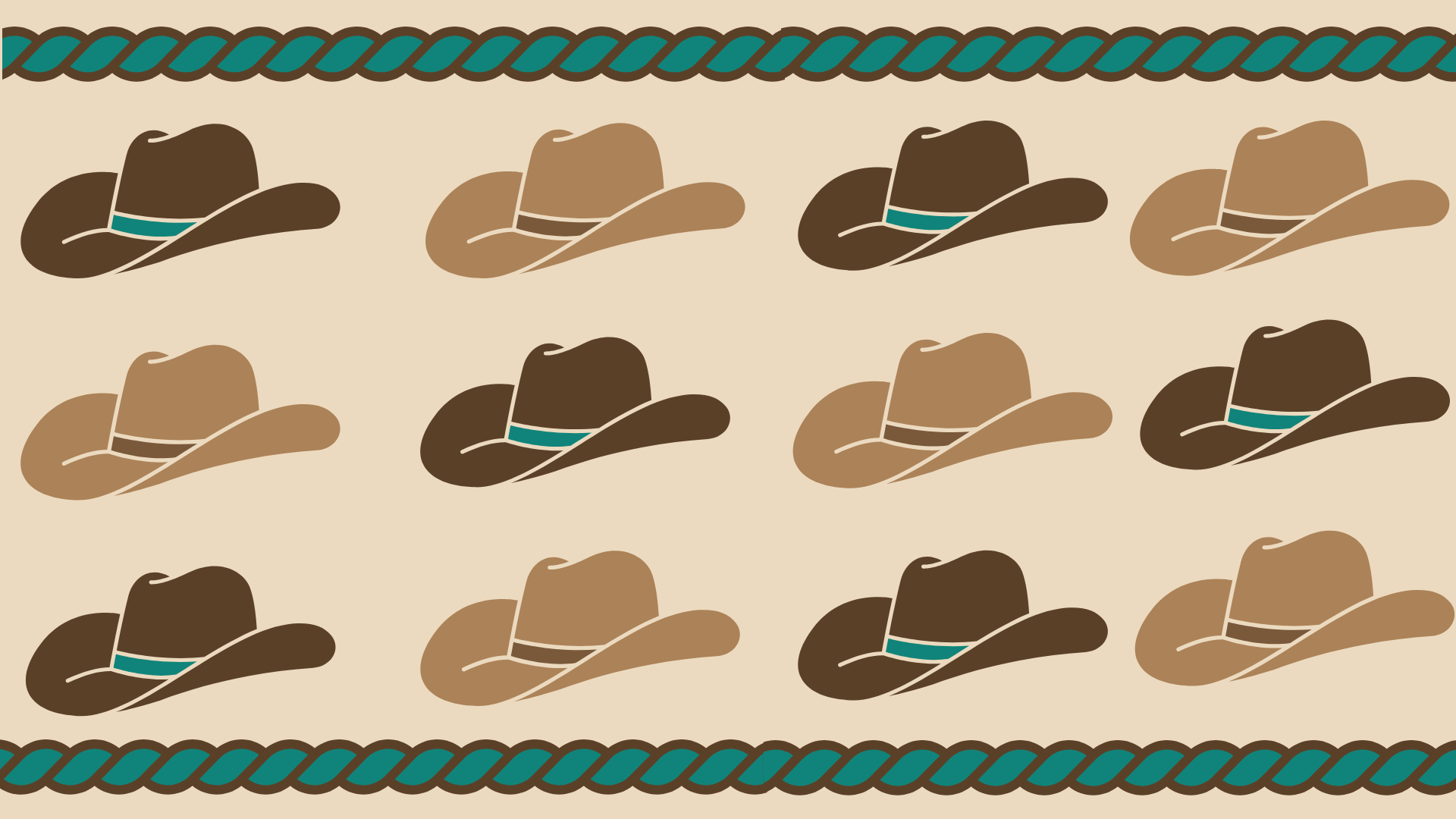 Silk Twilly Scarf w/ Cowboy Hat & Turquoise Accents