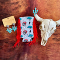 Distressed Turquoises Cowboy Skelly Fringe Slim Koozie