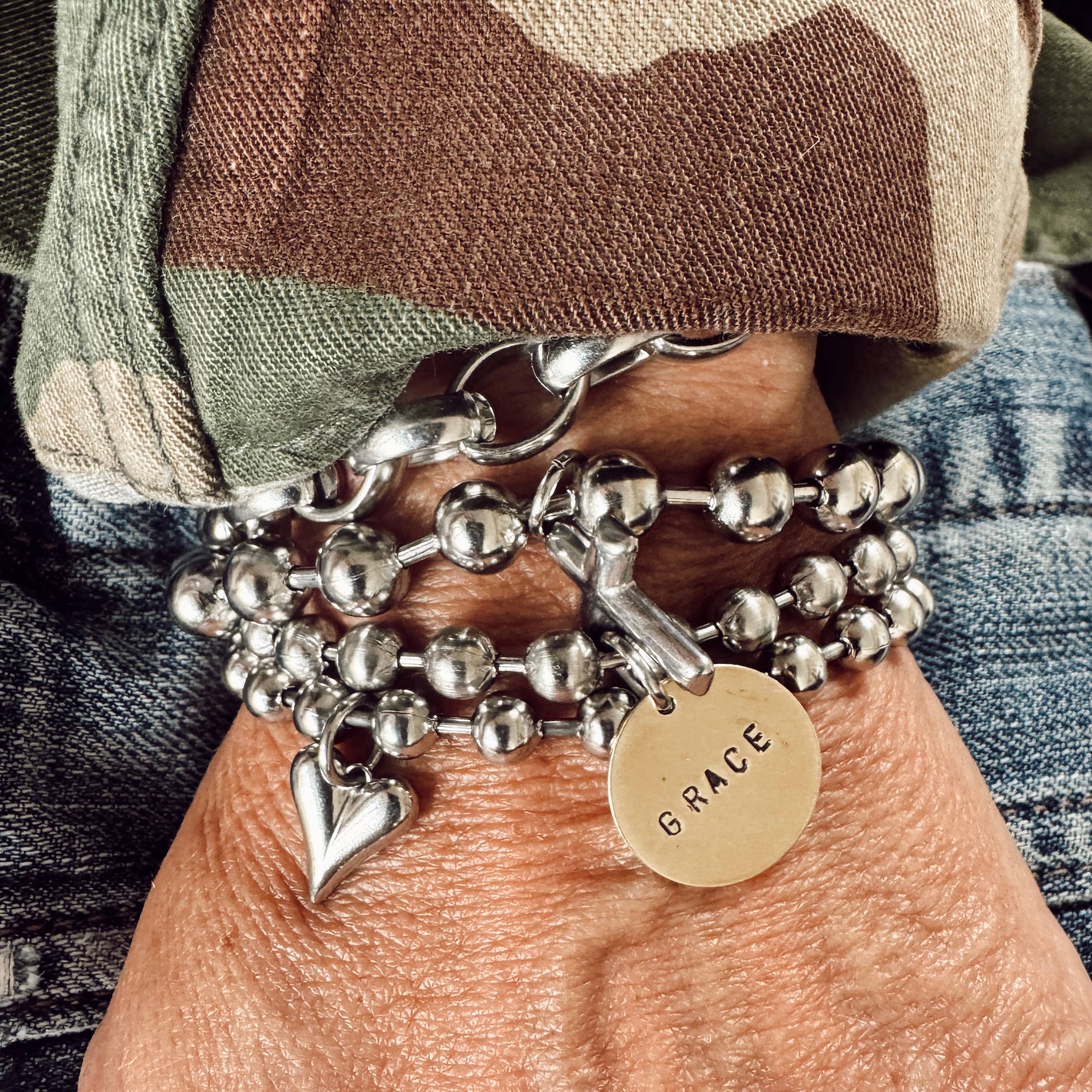 Hand Stamped Coin Bracelet - GRACE